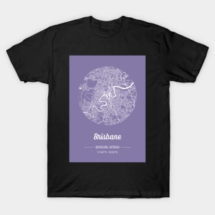 City map in purple: Brisbane, Queensland, Australia with retro vintage flair T-Shirt